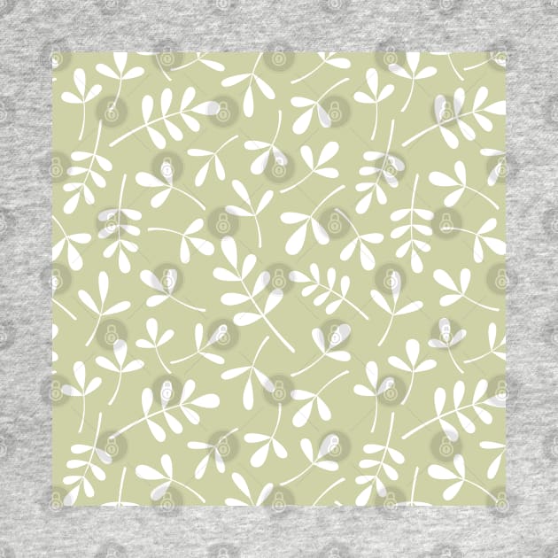 Assorted Leaf Silhouettes White on lime by NataliePaskell
